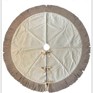 Gold Jacquard Fabric Christmas Holiday Tree Skirt